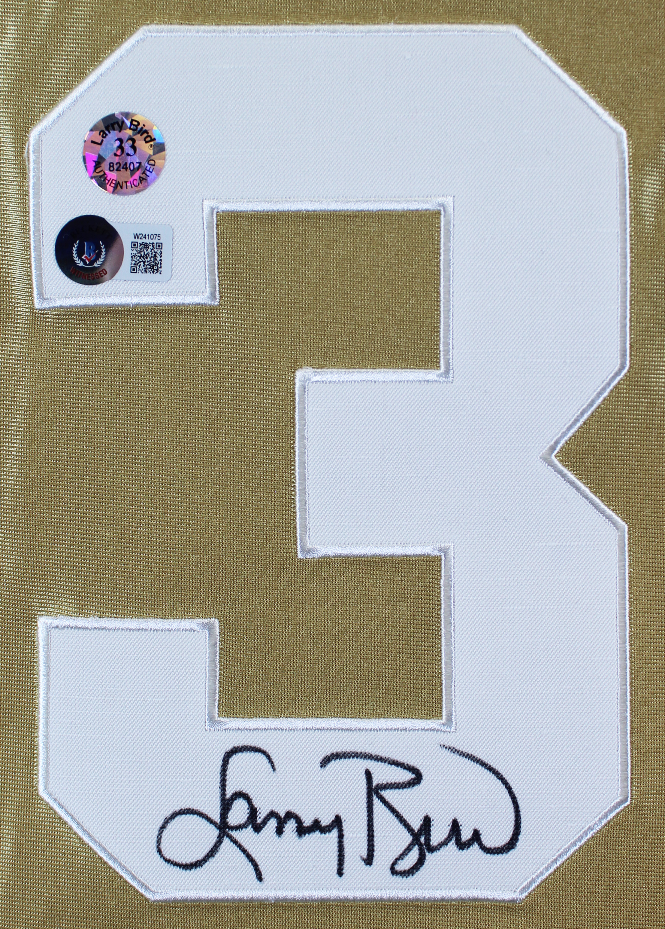 Celtics Larry Bird Authentic Signed Gold 75th M&N HWC