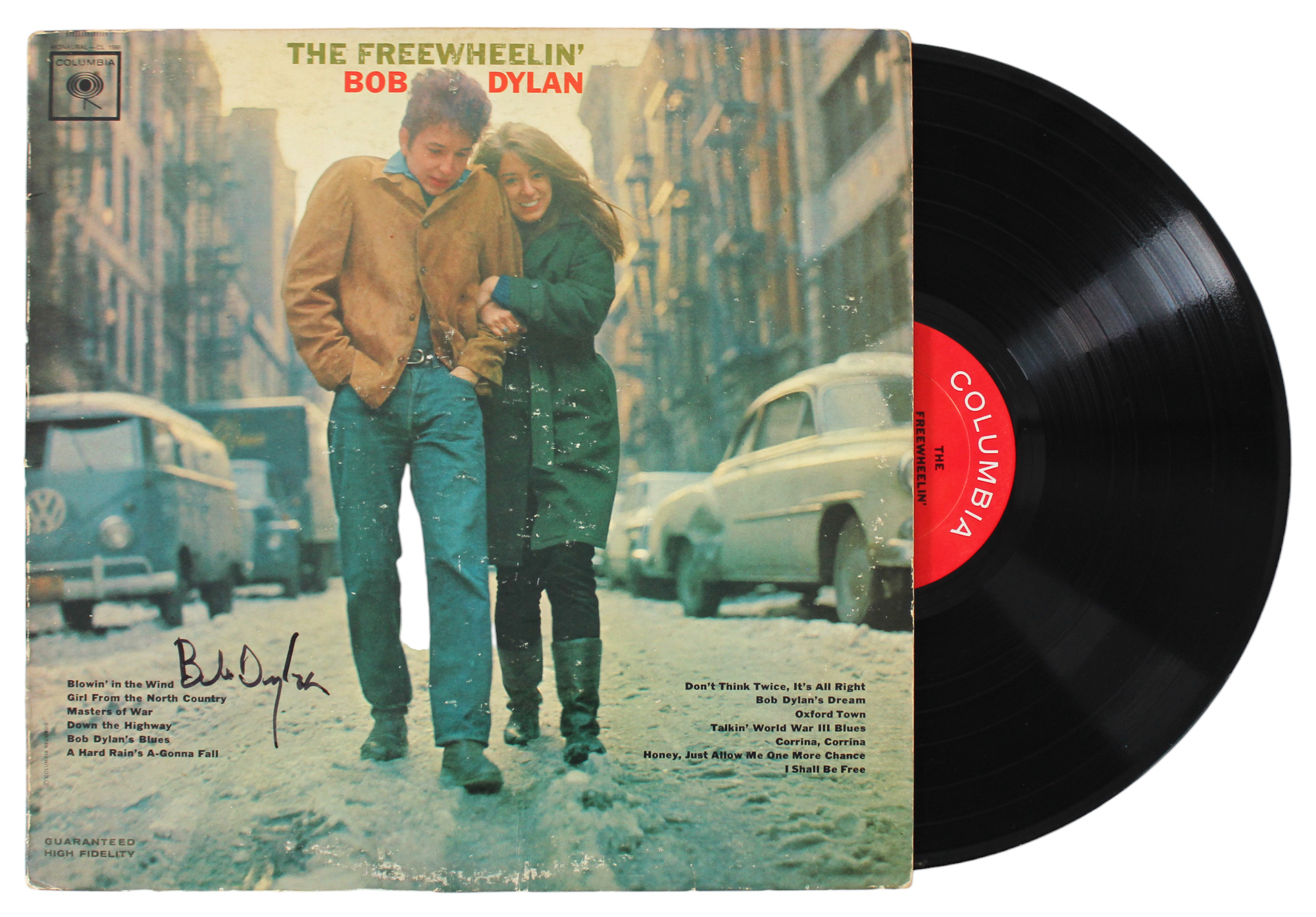 Bob Dylan Signed The Freewheelin' Bob Dylan Album Cover W