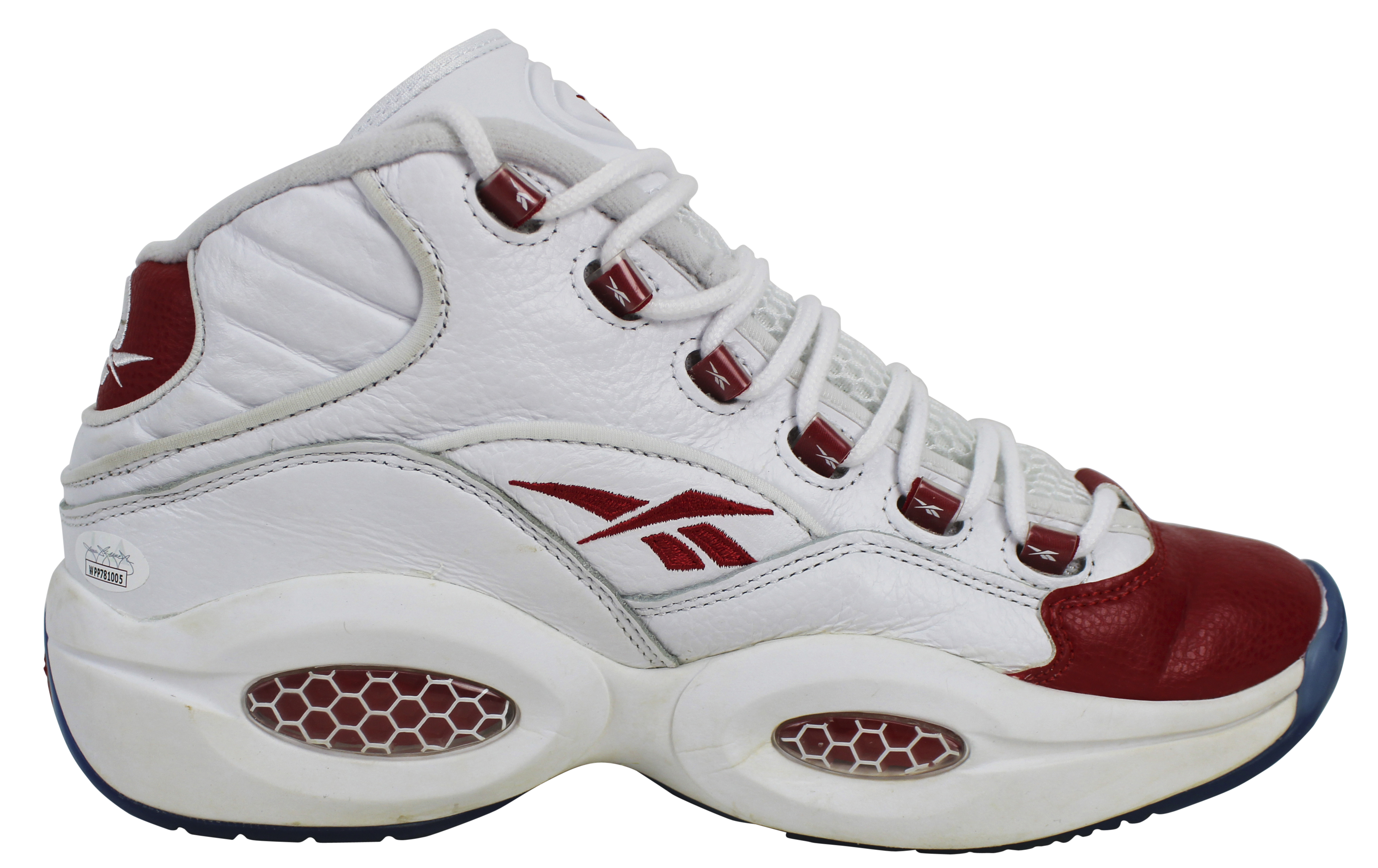 76ers Allen Iverson Signed White &amp; Red Reebok Question Mid